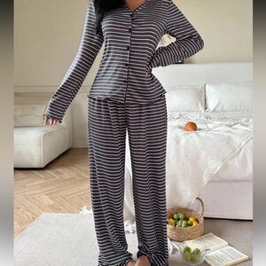 Striped Black and White Women's Pajama Set New Never Worn